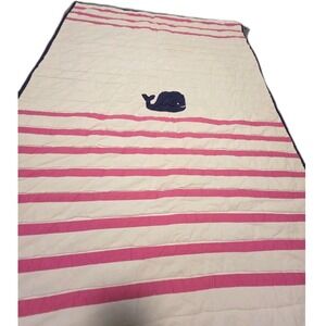 Pottery Barn Kids Quilt Toddler Baby Whale Nautical Sea Ocean Pink White